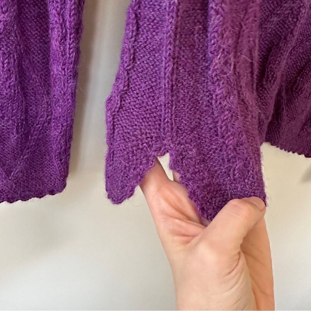 La Vicunita Womens S 100% Baby Alpaca Cable Knit Purple Sweater - Picture 6 of 14